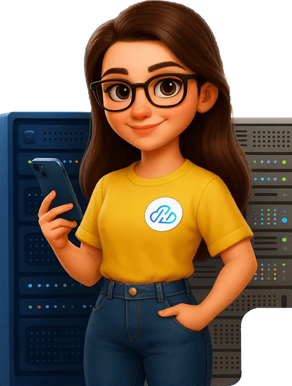 Illustration of the HyperCloudHost team in front of servers