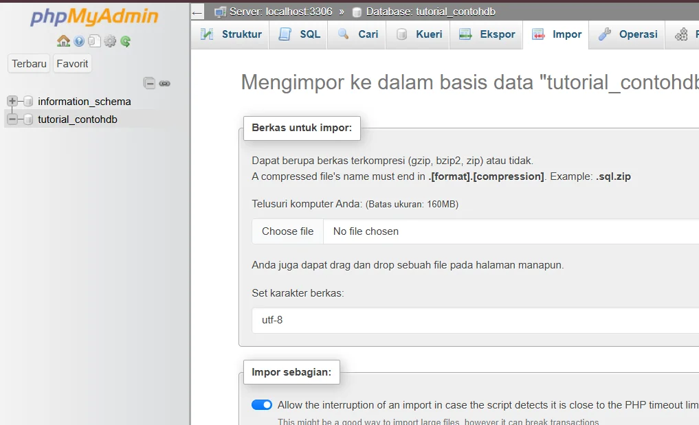 Import Database Phpmyadmin