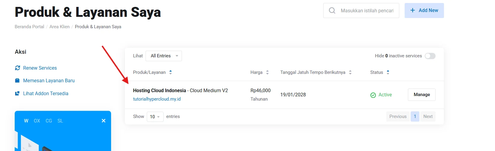 tabel Layanan